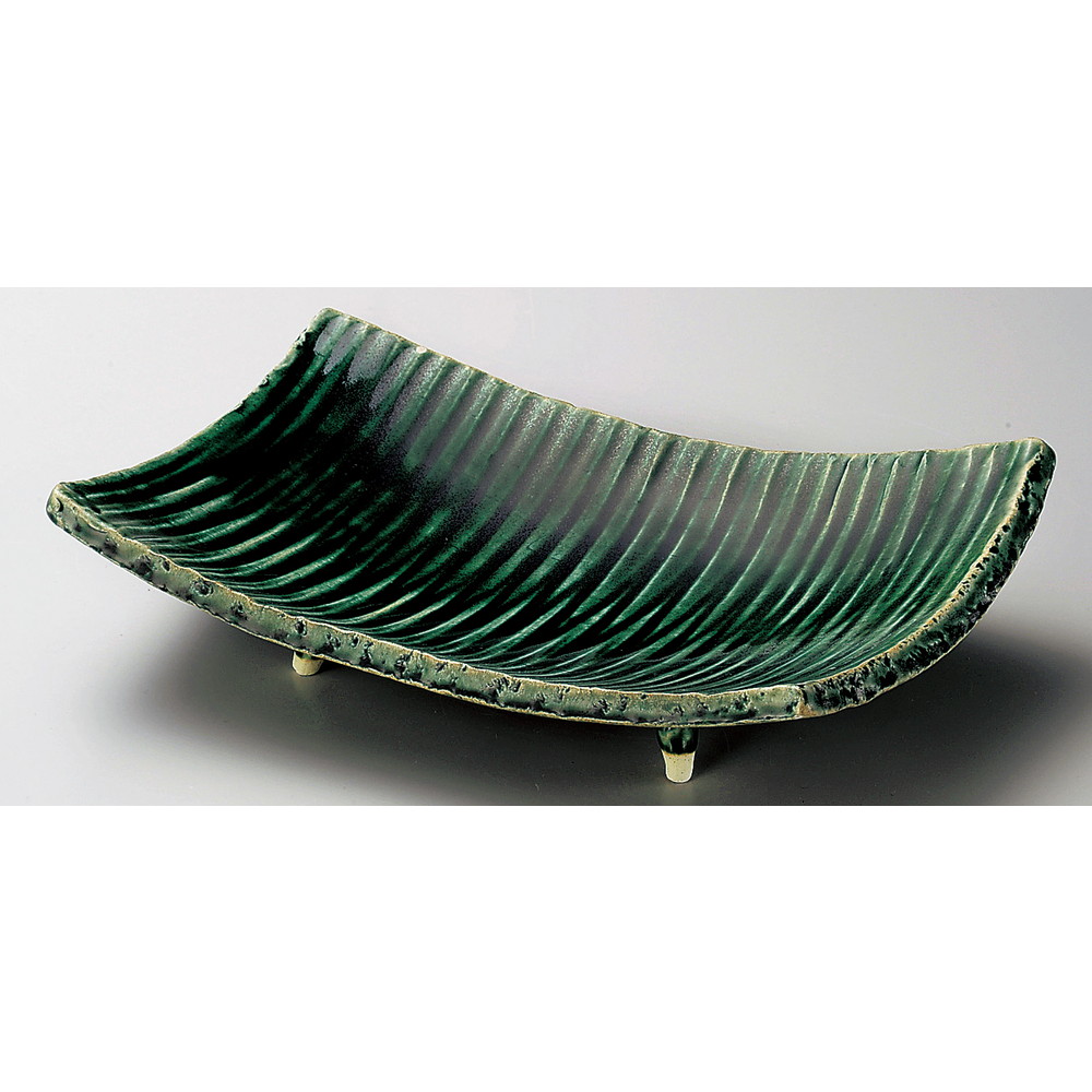 ☆ 角中皿 ☆ 織部ソギ長角盛鉢 [ 28 x 18 x 6.7cm ] | 角鉢 ボウル ボール 鉢 スクエア 食器 業務用 飲食店 カフェ うつわ 器 おしゃれ かわいい お洒落 可愛い ギフト プレゼント 引き出物 内祝い 結婚祝い 誕生日 贈り物 贈答品 人気 おすすめ