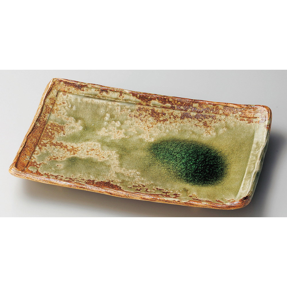 経典 長角大皿 灰釉足付長角皿 32 X 21 X 4cm 和皿 焼き物 焼物 串皿 食器 業務用 飲食店 カフェ うつわ 器 おしゃれ かわいい お洒落 可愛い ギフト プレゼント 引き出物 内祝い 結婚祝い