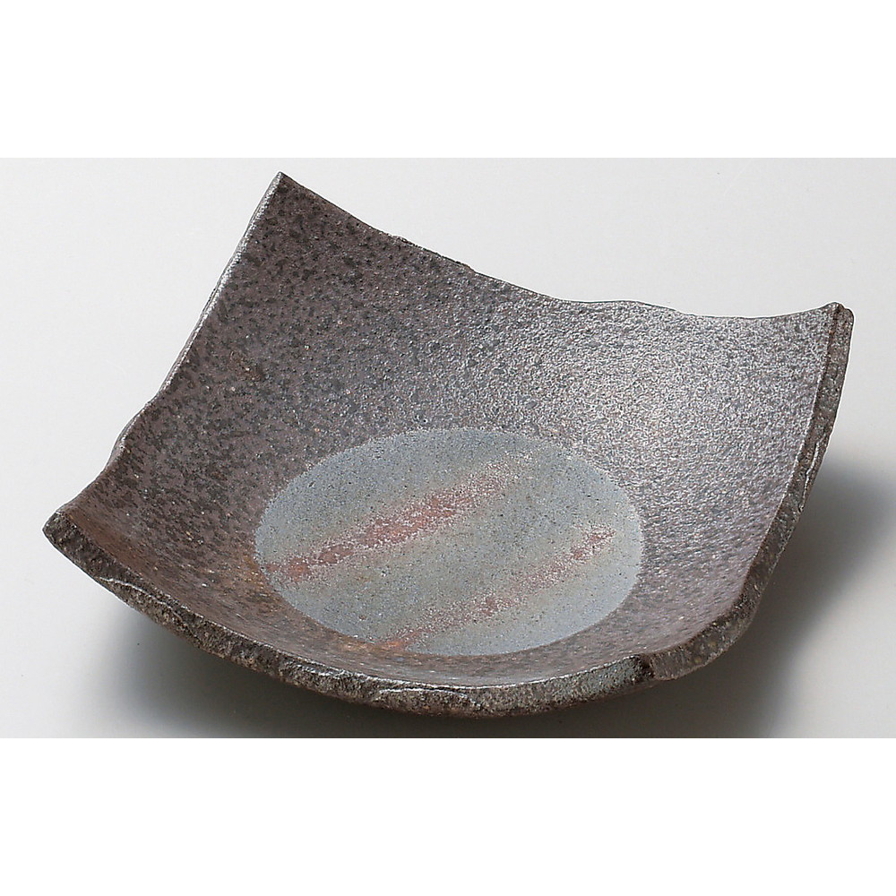 ☆ 角中皿 ☆ 炭化四角そり皿 [ 15 x 15 x 4cm ] 【 料亭 旅館 和食器 飲食店 業務用 】