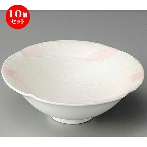 10個セット☆ 向付 ☆ ピンク一珍輪花向付 [ 155 x 52mm ] | 和食器 鉢 小鉢 ボウル 浅鉢 料亭 ホテル 食器 業務用 飲食店 カフェ うつわ 器 おしゃれ かわいい ギフト プレゼント 内祝い 誕生日 贈り物 贈答品 おすすめ 食器セット｜せともの本舗