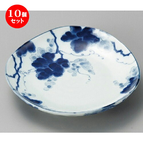 10個セット☆ 組皿 ☆ 藍染ぶどう8.0三角皿 [ 228 x 43mm ] | 組皿 和皿 取り皿 取り皿 おすすめ 万能 食器 業務用 飲食店 カフェ うつわ 器 おしゃれ かわいい お洒落 可愛い ギフト プレゼント 引き出物 内祝い 結婚祝い 誕生日 贈り物 贈答品 食器セット