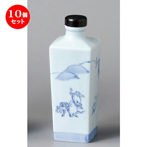 10個セット☆ 酒器 ☆ 鳥獣戯画角ボトル [ 65 x 65 x 185mm･400cc ] | 焼酎 保存 インテリア ボトル バー bar 晩酌 人気 おすすめ 食器 業務用 飲食店 カフェ うつわ 器 おしゃれ かわいい ギフト プレゼント 引き出物 誕生日 贈り物 贈答品 食器セット