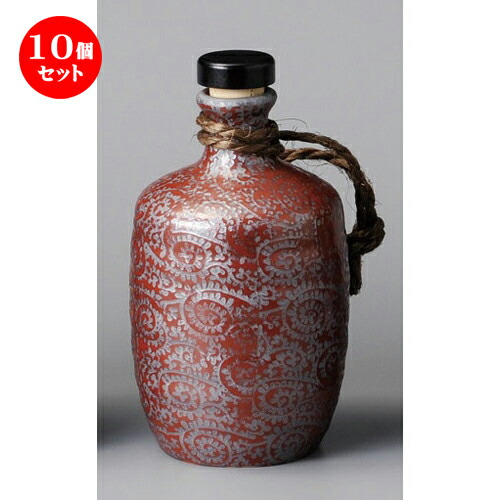 10個セット☆ 酒器 ☆ 銀彩唐草（赤）5号ボトル [ 100 x 210mm･900cc ] | 焼酎 保存 インテリア ボトル バー bar 晩酌 人気 おすすめ 食器 業務用 飲食店 カフェ うつわ 器 おしゃれ かわいい ギフト プレゼント 引き出物 誕生日 贈り物 贈答品 食器セット 33,820円