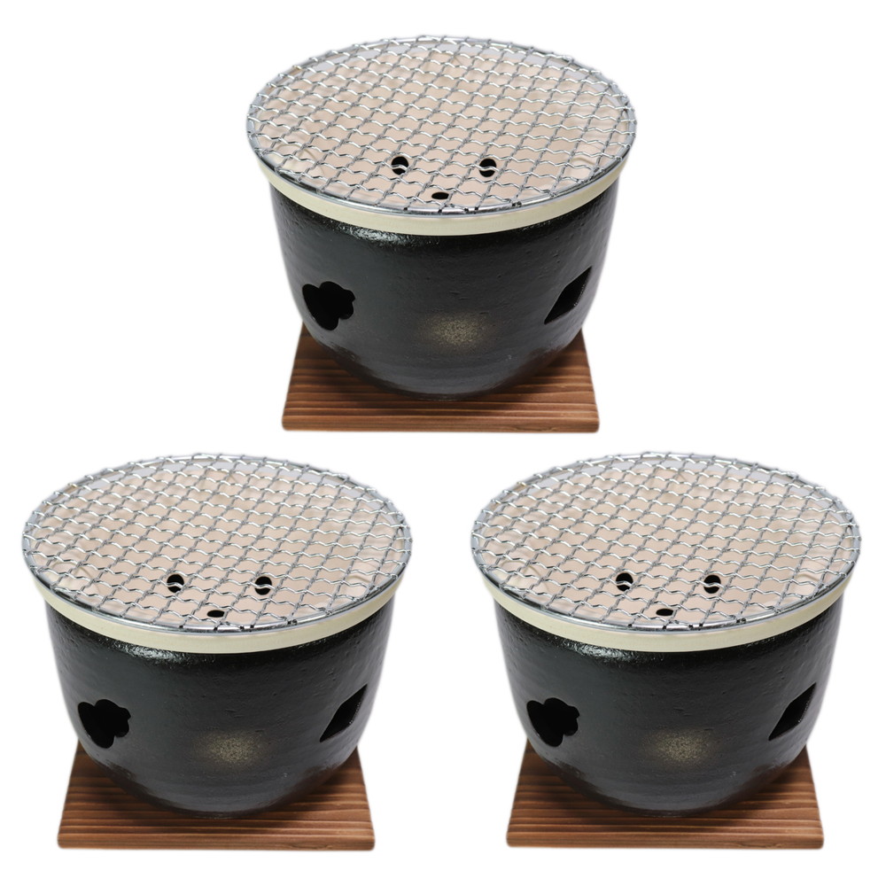 3個セット☆ コンロ ☆ 黒5号伊勢コンロ（金網・板付） [ 167 x 125mm ] | 人気 おすすめ 食器 洋食器 業務用 飲食店 カフェ うつわ 器 おしゃれ かわいい ギフト プレゼント 誕生日 贈答品 食器セット 食器セット