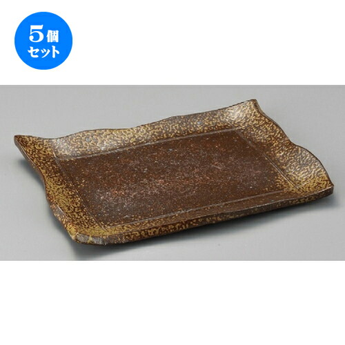 5個セット☆ 長角皿 ☆ 備前風モダンカット10.0長角皿 [ 295 x 215 x 30mm ] | 人気 おすすめ 食器 洋食器 業務用 飲食店 カフェ うつわ 器 おしゃれ かわいい ギフト プレゼント 誕生日 贈答品 食器セット 食器セット