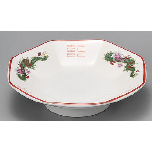 人気の福袋 【在庫有】 新品、未使用 中華単品 三ッ竜高台八角皿 [18.5