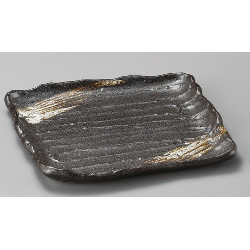 ☆ 正角皿 ☆ 栗色刷毛目7.0角皿 [ 220 x 215 x 23mm ] 【料亭 旅館 和食器 飲食店 業務用 】