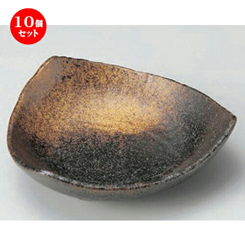 10個セット☆ 中鉢 ☆金吹黒結晶三角盛皿 [ 17 x 16.5 x 4.8cm 371g ] | 中鉢 盛鉢 取り鉢 ボウル 中 おすすめ 人気 食器 業務用 飲食店 カフェ うつわ 器 おしゃれ かわいい お洒落 ギフト プレゼント 引き出物 内祝い 結婚祝い 誕生日 贈り物 贈答品 食器セット｜せともの本舗