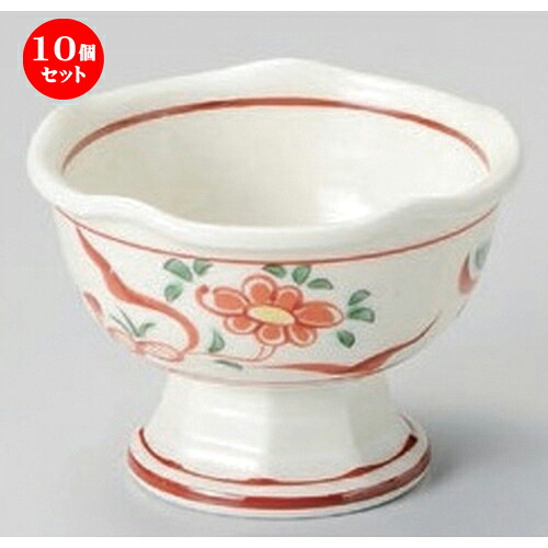 10個セット☆ 小付 ☆赤絵花鳥高台小鉢小 [ 9 x 6.3cm 151g ] | 和食器 鉢 小鉢 ボウル 料亭 ホテル 食器 業務用 飲食店 カフェ うつわ 器 おしゃれ かわいい ギフト プレゼント 内祝い 誕生日 贈り物 贈答品 おすすめ 食器セット｜せともの本舗