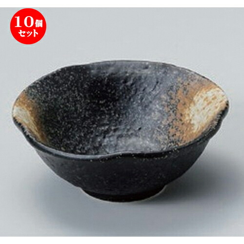 10個セット☆ 小付 ☆黒備前風花小鉢 [ 12 x 4.5cm 155g ] | 和食器 鉢 小鉢 ボウル 料亭 ホテル 食器 業務用 飲食店 カフェ うつわ 器 おしゃれ かわいい ギフト プレゼント 内祝い 誕生日 贈り物 贈答品 おすすめ 食器セット