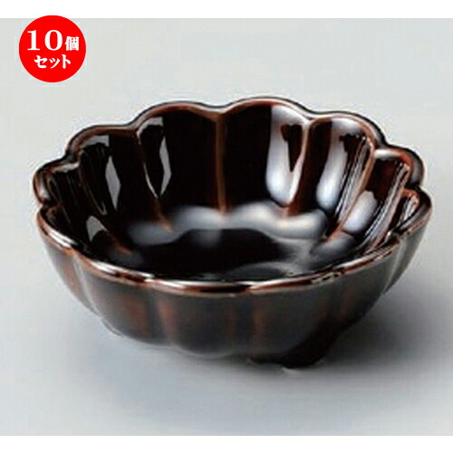 10個セット☆ 小付 ☆飴カラメル菊型千代久 [ 8.8 x 8.3 x 3.3cm 101g ] | 和食器 鉢 小鉢 ボウル 料亭 ホテル 食器 業務用 飲食店 カフェ うつわ 器 おしゃれ かわいい ギフト プレゼント 内祝い 誕生日 贈り物 贈答品 おすすめ 食器セット