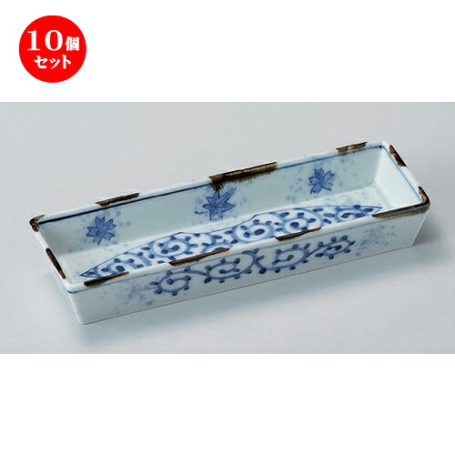 10個セット☆ 突出皿 ☆染付タコ唐草切立7寸長角前菜皿 [ 21.5 x 7 x 3.5cm 230g ] | 和皿 焼き物 焼物 串皿 食器 業務用 飲食店 カフェ うつわ 器 おしゃれ かわいい お洒落 可愛い ギフト プレゼント 引き出物 内祝い 結婚祝い 誕生日 贈り物 人気 おすすめ 食器セット｜せともの本舗
