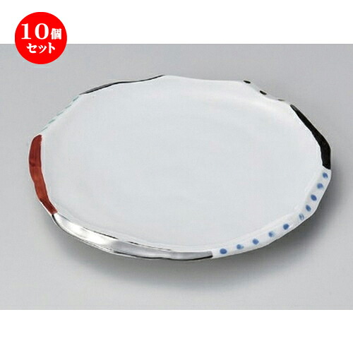 10個セット☆ 丸皿 ☆色絵銀彩舞丸6.5皿 [ 20.5 x 2cm 430g ] | 中皿 デザート皿 取り皿 人気 食器 業務用 飲食店 カフェ ホテル SNS 内祝い ギフト パーティ 引き出物 SNS 食器セット｜せともの本舗