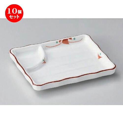 10個セット☆ のり皿 ☆赤絵小花5.5仕切リ皿 [ 13.5 x 10.5 x 2cm 250g ] | のり皿 串焼 焼鳥 くし焼 やきとり 和食 和食器 おすすめ 人気 食器 業務用 飲食店 カフェ うつわ 器 おしゃれ かわいい お洒落 可愛い ギフト プレゼント 引き出物 内祝い 食器セット 18,634円