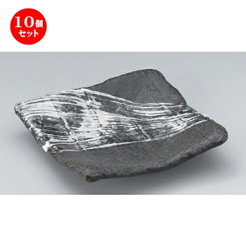 10個セット☆ 変形皿 ☆炭化土正角白刷毛7寸皿 [ 19 x 18.5 x 3.8cm 401g ] | 変形皿 お皿 和皿 人気 おすすめ 食器 業務用 飲食店 カフェ うつわ 器 おしゃれ ギフト プレゼント 引き出物 内祝い 結婚祝い 誕生日 贈り物 贈答品 食器セット｜せともの本舗