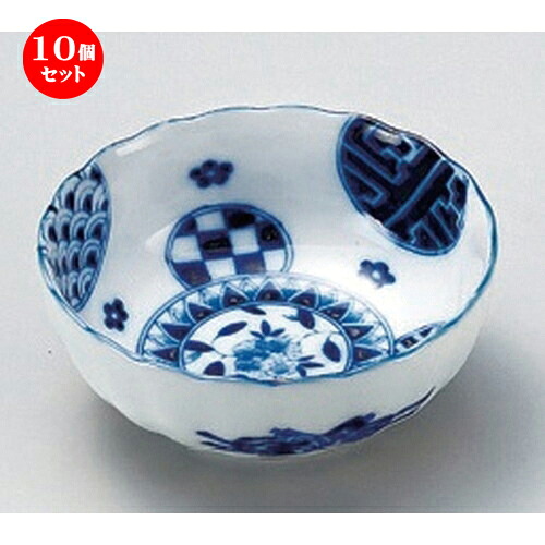 10個セット☆ 松花堂 ☆藍丸紋菊型3.5鉢 [ 10.5 x 4cm 132g ] | 小鉢 小 小さい 鉢 ボウル 万能 人気 おすすめ 食器 業務用 飲食店 カフェ うつわ 器 おしゃれ かわいい ギフト プレゼント内祝い 結婚祝い 誕生日 贈り物 贈答品 食器セット