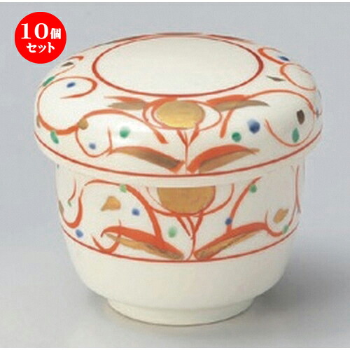 10個セット むし碗 /赤絵華紋むし碗 [ 7.7 x 7.8cm (170cc) 280g ] | 茶碗蒸し ちゃわんむし 蒸し器 寿司屋 碗 むし碗 食器 業務用 飲食店 おしゃれ かわいい ギフト プレゼント 引き出物 誕生日 贈り物 贈答品 食器セット｜せともの本舗