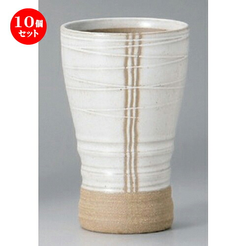 10個セット☆ フリーカップ ☆粉引はんてんラインケズリビール (中) [ 8.5 x 13.2cm (370cc) 300g ] | フリーカップ タンブラー カップ コップ ビール 酒器 お酒 居酒屋 バー bar 晩酌 人気 食器 業務用 飲食店 カフェ うつわ 器 おしゃれ かわいい ギフト 食器セット