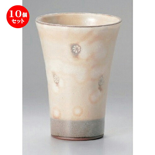 10個セット☆ フリーカップ ☆粉引印花フリーカップ [ 8.8 x 12.5cm (300cc) 246g ] | フリーカップ タンブラー カップ コップ ビール 酒器 お酒 居酒屋 バー bar 晩酌 人気 おすすめ 食器 業務用 飲食店 カフェ うつわ 器 おしゃれ かわいい ギフト プレゼント 食器セット