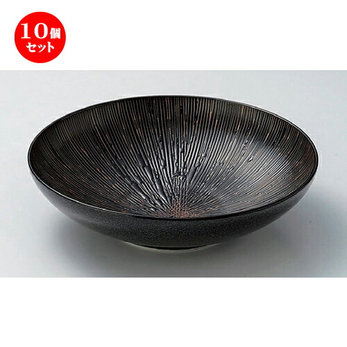 10個セット☆ 麺皿 ☆漆黒乱十草9.5大鉢 [ 28.5 x 7.5cm 1330g ] | そば丼 うどん ラーメン どんぶり 鉢 盛り鉢 食器 業務用 飲食店 カフェ うつわ 器 おしゃれ かわいい ギフト プレゼント 引き出物 内祝い 結婚祝い おすすめ 食器セット