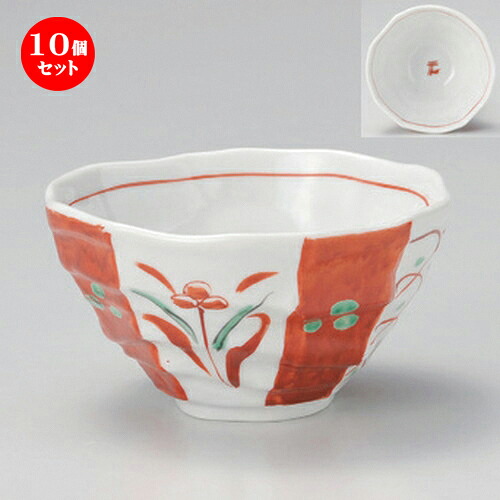 10個セット☆ 多用碗 ☆赤絵間取八角丼 [ 13.5 x 7cm 324g ] | 多用丼 サラダ 麺類 スープ 食器 業務用 飲食店 カフェ うつわ 器 おしゃれ かわいい お洒落 可愛い ギフト プレゼント 引き出物 内祝い 結婚祝い 誕生日 贈り物 贈答品 おすすめ 食器セット