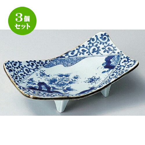 3個セット☆ 楕円鉢 ☆染付岩牡丹まな板9寸高台皿 [ 27.4 x 15.6 x 8.3cm 790g ] | 大きい お皿 大皿 盛り皿 盛皿 人気 おすすめ パスタ皿 パーティー 食器 業務用 飲食店 カフェ うつわ 器 ギフト プレゼント誕生日 贈り物 贈答品 おしゃれ かわいい 食器セット｜せともの本舗