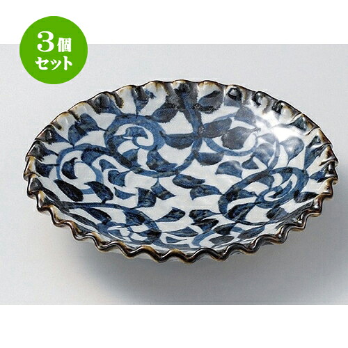 3個セット☆ 組皿 ☆手描き唐草7.5皿 [ 22.8 x 5cm 713g ] | 組皿 和皿 取り皿 取り皿 おすすめ 万能 食器 業務用 飲食店 カフェ うつわ 器 おしゃれ かわいい お洒落 可愛い ギフト プレゼント 引き出物 内祝い 結婚祝い 誕生日 贈り物 贈答品 食器セット