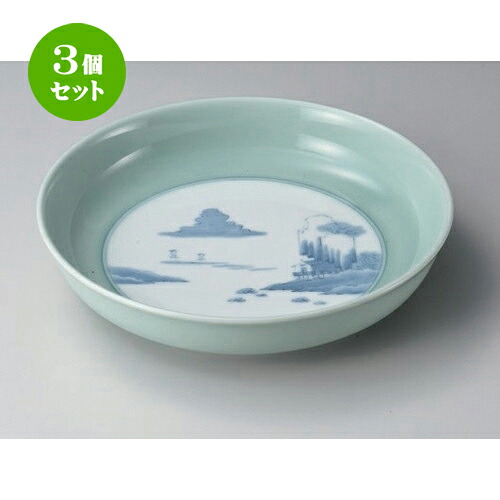 3個セット☆ 有田焼大皿 ☆青磁内山水8号鉦鉢 [ 24.5 x 5cm 980g ] | 大きい お皿 大皿 盛り皿 盛皿 人気 おすすめ パスタ皿 パーティー 食器 業務用 飲食店 カフェ うつわ 器 ギフト プレゼント誕生日 贈り物 贈答品 おしゃれ かわいい 食器セット