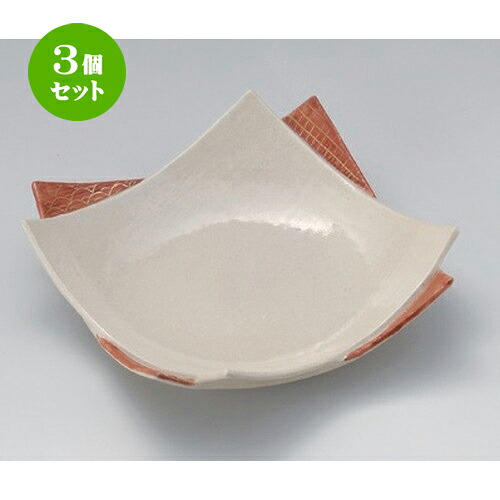 3個セット☆ 角皿 ☆赤絵重ね皿 (大) [ 20.4 x 20.4 x 5.8cm 530g ] | 人気 おすすめ 食器 洋食器 業務用 飲食店 カフェ うつわ 器 おしゃれ かわいい ギフト プレゼント 誕生日 食器セット