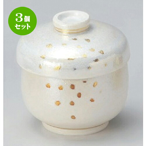 3個セット むし碗 /金吹雪むし碗 [ 7.8 x 8.6cm (210cc) 220g ] | 茶碗蒸し ちゃわんむし 蒸し器 寿司屋 碗 むし碗 食器 業務用 飲食店 おしゃれ かわいい ギフト プレゼント 引き出物 誕生日 贈り物 贈答品 食器セット