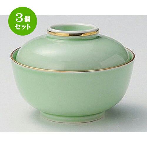 3個セット☆ 煮物碗 ☆渕金グリーン釉小蓋物 [ 11.5 x 8.5cm 300g ] | 煮物 料亭 旅館 割烹 碗 人気 おすすめ 食器 業務用 飲食店 カフェ うつわ 器 おしゃれ かわいい ギフト プレゼント 引き出物 誕生日 贈り物 贈答品 食器セット｜せともの本舗