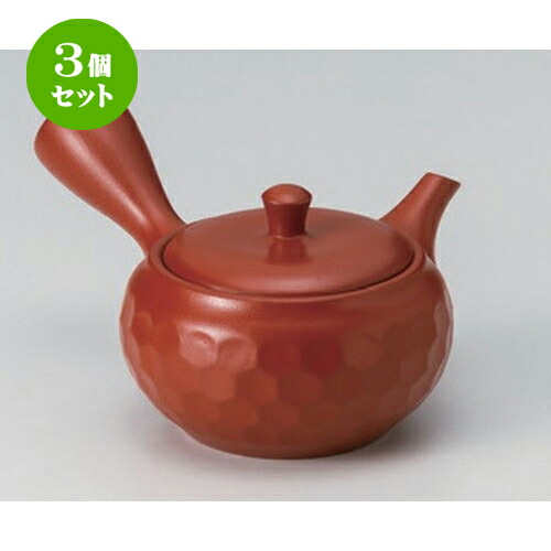 日本最大級 急須 かわいい おしゃれ 器 うつわ カフェ 飲食店 業務用 食器 おすすめ 人気 まったり 一服 お茶 土瓶 きゅうす 急須 ポット 290g 人水作朱泥平丸ダイヤカットさわやか網310cc 常滑急須 3個セット ギフト 贈答品 贈り物 誕生日 引き出物 プレゼント