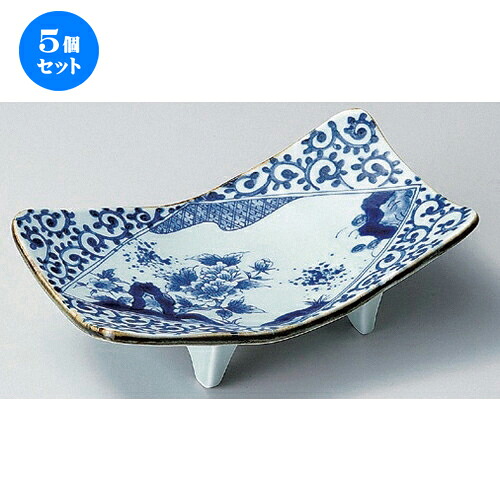 5個セット☆ 楕円鉢 ☆染付岩牡丹まな板9寸高台皿 [ 27.4 x 15.6 x 8.3cm 790g ] | 大きい お皿 大皿 盛り皿 盛皿 人気 おすすめ パスタ皿 パーティー 食器 業務用 飲食店 カフェ うつわ 器 ギフト プレゼント誕生日 贈り物 贈答品 おしゃれ かわいい 食器セット｜せともの本舗