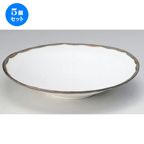 5個セット ☆ 盛鉢 ☆金釉流し白大平鉢 [ 28.2 x 4.9cm 810g ] | 盛り鉢 盛鉢 万能 取り鉢 おすすめ 食器 業務用 飲食店 カフェ うつわ 器 おしゃれ かわいい お洒落 可愛い おしゃれ かわいい お洒落 可愛い 食器セット