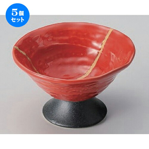5個セット☆ 高台小鉢 ☆金線赤高台デザート [ 12 x 7cm 239g ] | 小鉢 小 小さい 鉢 ボウル 万能 人気 おすすめ 食器 業務用 飲食店 カフェ うつわ 器 おしゃれ かわいい ギフト プレゼント内祝い 結婚祝い 誕生日 贈り物 贈答品 食器セット