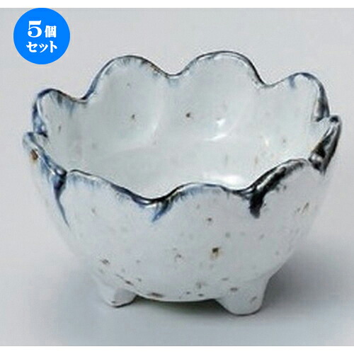 5個セット☆ 小付 ☆かいらぎ呉須流し菊型小付 [ 9.2 x 5.5cm 120g ] | 和食器 鉢 小鉢 ボウル 料亭 ホテル 食器 業務用 飲食店 カフェ うつわ 器 おしゃれ かわいい ギフト プレゼント 内祝い 誕生日 贈り物 贈答品 おすすめ 食器セット