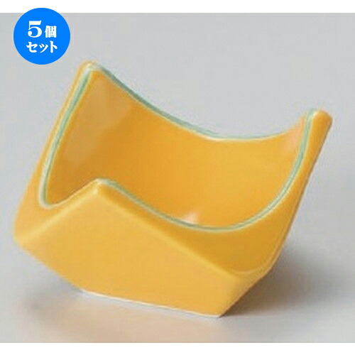 5個仕掛ける☆ 小付 ☆黄釉緑であること三角小付 [ 8.2 x 4.7糎 110g ] | 和食器 鉢 小鉢 どんぶり鉢 食べ物屋 泊まり 食器 お役目用 飲食店 喫茶店 うつわ 器 今めかしい 可愛らしい 差し上げ物 差し上げ物 内祝い 生まれ落ちる日 差し上げ物 譲りわたす品 おすすめ 食器仕掛ける