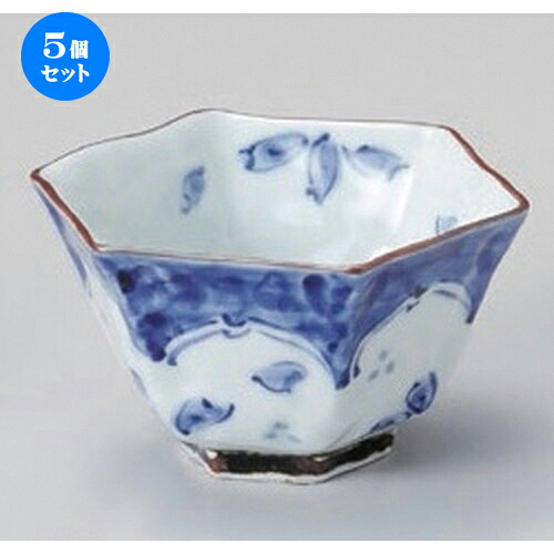 5個セット☆ 小付 ☆割花六角小付 [ 10 x 9 x 5.4cm 115g ] | 和食器 鉢 小鉢 ボウル 料亭 ホテル 食器 業務用 飲食店 カフェ うつわ 器 おしゃれ かわいい ギフト プレゼント 内祝い 誕生日 贈り物 贈答品 おすすめ 食器セット｜せともの本舗 10,454円