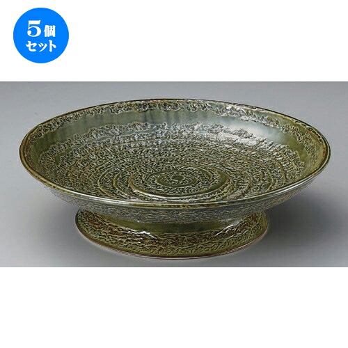 5個セット☆ 丸皿 ☆織部彫入高台大皿 [ 30.5 x 7.5cm 1689g ] | 大きい お皿 大皿 盛り皿 盛皿 人気 おすすめ パスタ皿 パーティー 食器 業務用 飲食店 カフェ うつわ 器 ギフト プレゼント誕生日 贈り物 贈答品 おしゃれ かわいい 食器セット