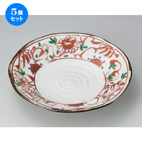 5個セット☆ 丸皿 ☆赤絵花8.0皿 [ 25 x 4.7cm 700g ] | 大きい お皿 大皿 盛り皿 盛皿 人気 おすすめ パスタ皿 パーティー 食器 業務用 飲食店 カフェ うつわ 器 ギフト プレゼント誕生日 贈り物 贈答品 おしゃれ かわいい 食器セット