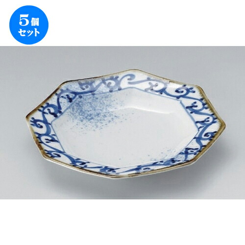 5個セット☆ 変形皿 ☆染付タコ吹墨八角7.5盛皿 [ 24.7 x 23.3 x 3.7cm 630g ] | 変形皿 お皿 和皿 人気 おすすめ 食器 業務用 飲食店 カフェ うつわ 器 おしゃれ ギフト プレゼント 引き出物 内祝い 結婚祝い 誕生日 贈り物 贈答品 食器セット