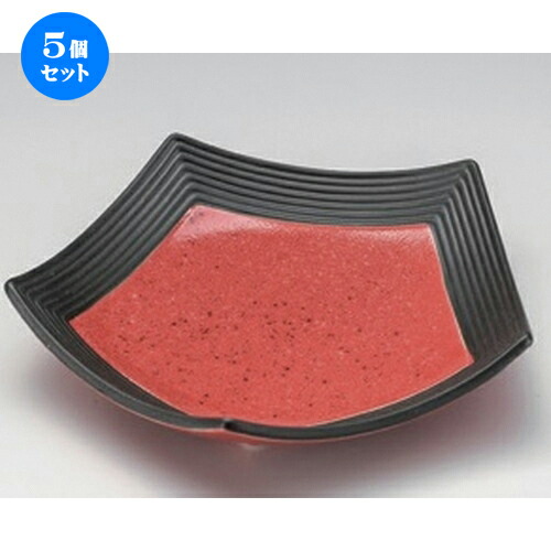 5個セット☆ フルーツ皿 ☆渕黒レッド五角小鉢 [ 15.6 x 3.2cm 223g ] | 中皿 デザート皿 取り皿 人気 食器 業務用 飲食店 カフェ ホテル SNS 内祝い ギフト パーティ 引き出物 SNS 食器セット