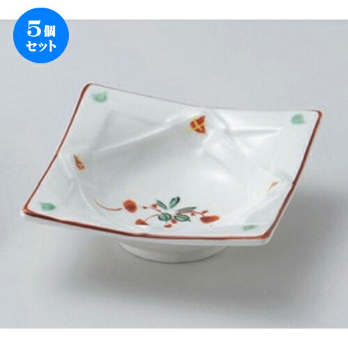 5個セット☆ 松花堂 ☆赤絵喜ビ四角鉢 [ 11 x 11 x 4cm 180g ] | 小鉢 小 小さい 鉢 ボウル 万能 人気 おすすめ 食器 業務用 飲食店 カフェ うつわ 器 おしゃれ かわいい ギフト プレゼント内祝い 結婚祝い 誕生日 贈り物 贈答品 食器セット｜せともの本舗