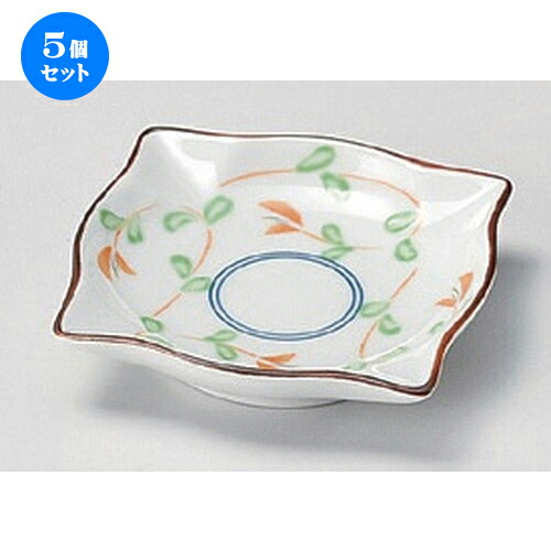 5個セット☆ 小皿 ☆廻り赤絵角小皿 [ 8 x 8 x 1.7cm 70g ] | 人気 おすすめ 食器 洋食器 業務用 飲食店 カフェ うつわ 器 おしゃれ かわいい ギフト プレゼント 誕生日 食器セット