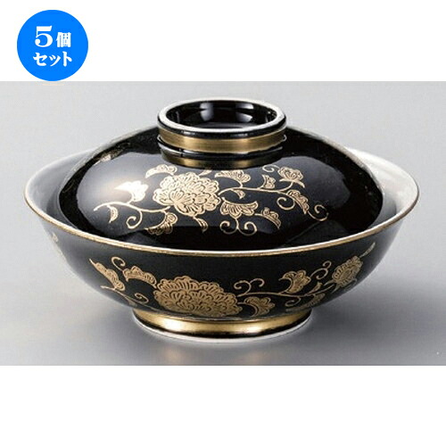 5個セット☆ 平蓋向 ☆黒金唐草平蓋向 [ 16.7 x 9cm 570g ] | 煮物 料亭 旅館 割烹 碗 人気 おすすめ 食器 業務用 飲食店 カフェ うつわ 器 おしゃれ かわいい ギフト プレゼント 引き出物 誕生日 贈り物 贈答品 食器セット