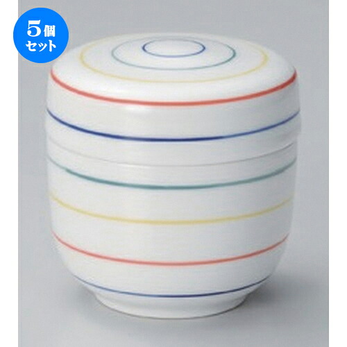 5個セット むし碗 /四色筋夏目蒸シ碗 [ 7.5 x 7.5cm 220g ] | 茶碗蒸し ちゃわんむし 蒸し器 寿司屋 碗 むし碗 食器 業務用 飲食店 おしゃれ かわいい ギフト プレゼント 引き出物 誕生日 贈り物 贈答品 食器セット