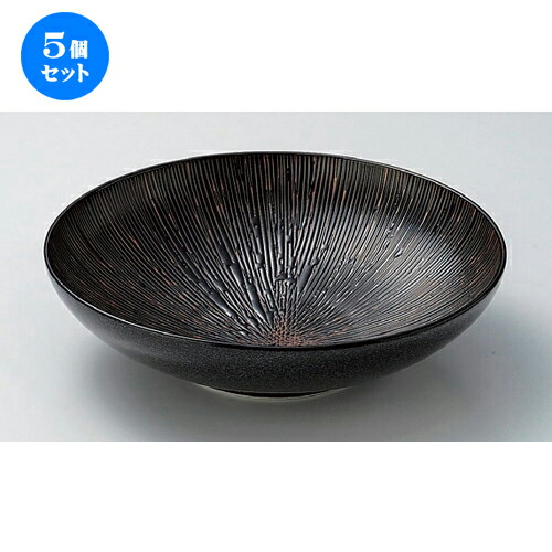 5個セット☆ 麺皿 ☆漆黒乱十草9.5大鉢 [ 28.5 x 7.5cm 1330g ] | そば丼 うどん ラーメン どんぶり 鉢 盛り鉢 食器 業務用 飲食店 カフェ うつわ 器 おしゃれ かわいい ギフト プレゼント 引き出物 内祝い 結婚祝い おすすめ 食器セット