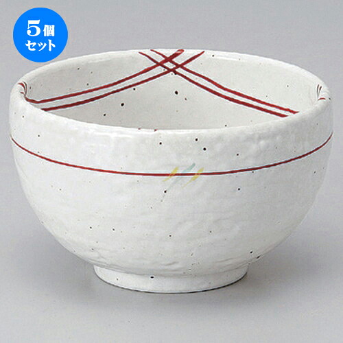 5個セット☆ 飯器 ☆粉引赤格子4.0丼 [ 12.5 x 7.3cm 373g ] | 飯器 はんき ごはん お茶漬け 旅館風 食器 業務用 飲食店 カフェ うつわ 器 おしゃれ ギフト プレゼント 引き出物 内祝い 結婚祝い 誕生日 贈り物 贈答品 おすすめ 食器セット