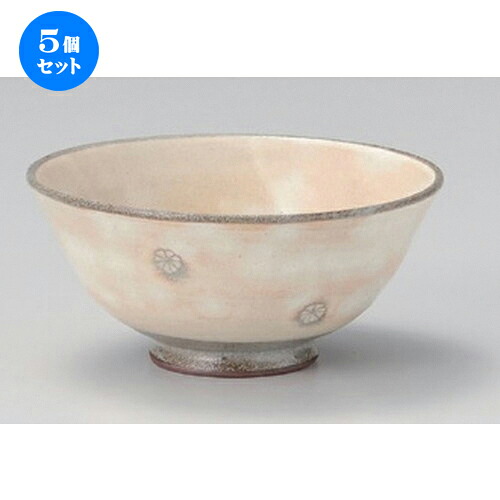 5個セット☆ 中平 ☆粉引印花茶碗 [ 12.2 x 6cm 186g ] | ちゃわん お茶碗 飯碗 ご飯茶碗 白米 人気 おすすめ 食器 業務用 飲食店 カフェ うつわ 器 おしゃれ かわいい ギフト プレゼント 引き出物 誕生日 贈り物 贈答品 食器セット｜せともの本舗