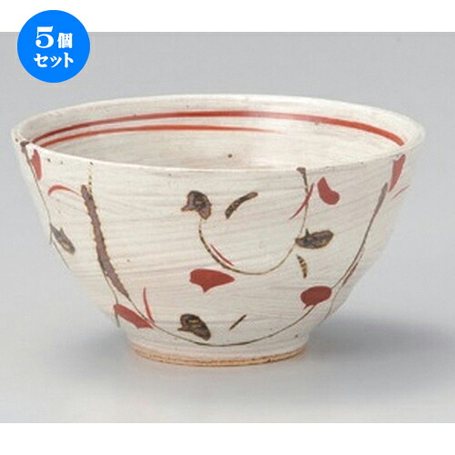 5個セット☆ 中平 ☆赤絵サビ唐草飯碗 [ 12.3 x 6.5cm 231g ] | ちゃわん お茶碗 飯碗 ご飯茶碗 白米 人気 おすすめ 食器 業務用 飲食店 カフェ うつわ 器 おしゃれ かわいい ギフト プレゼント 引き出物 誕生日 贈り物 贈答品 食器セット｜せともの本舗